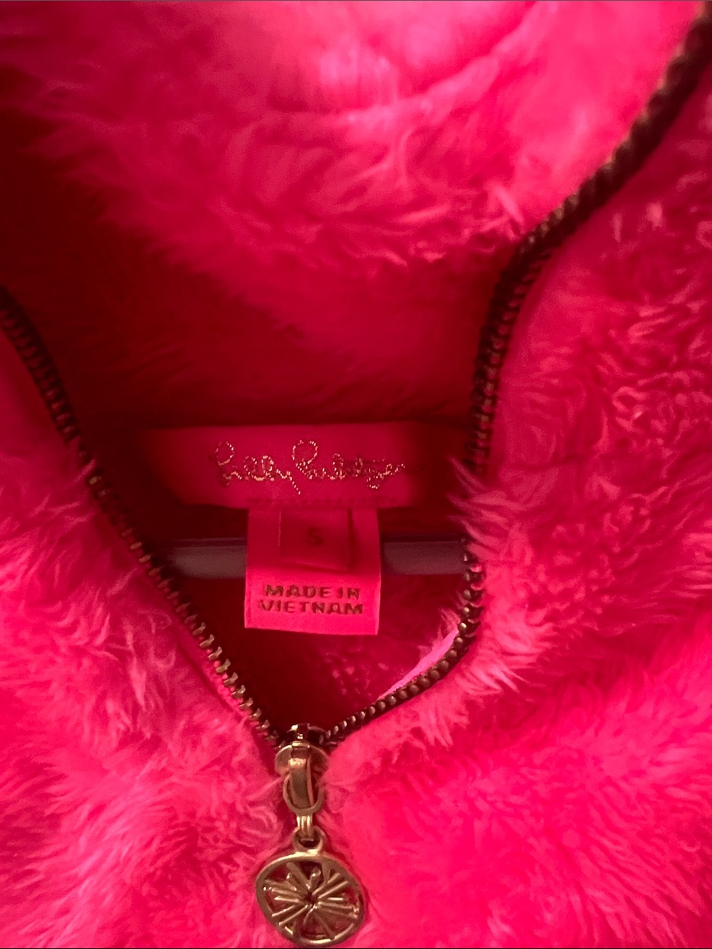 Lilly Pulitzer Hot Pink Faux Fur Zip Jacket - Picture 2 of 3
